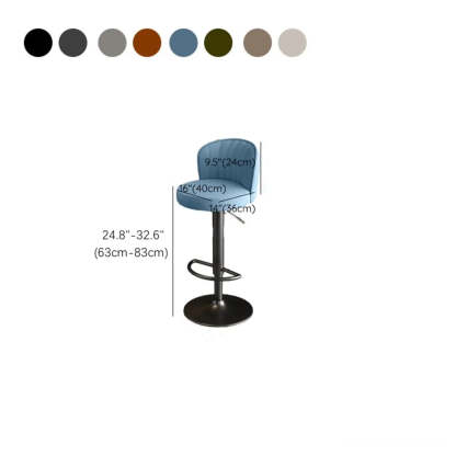 Black Round Leather Bar Stool with Metal Frame