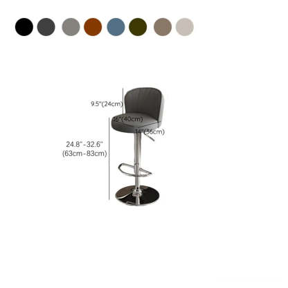 Black Round Leather Bar Stool with Metal Frame
