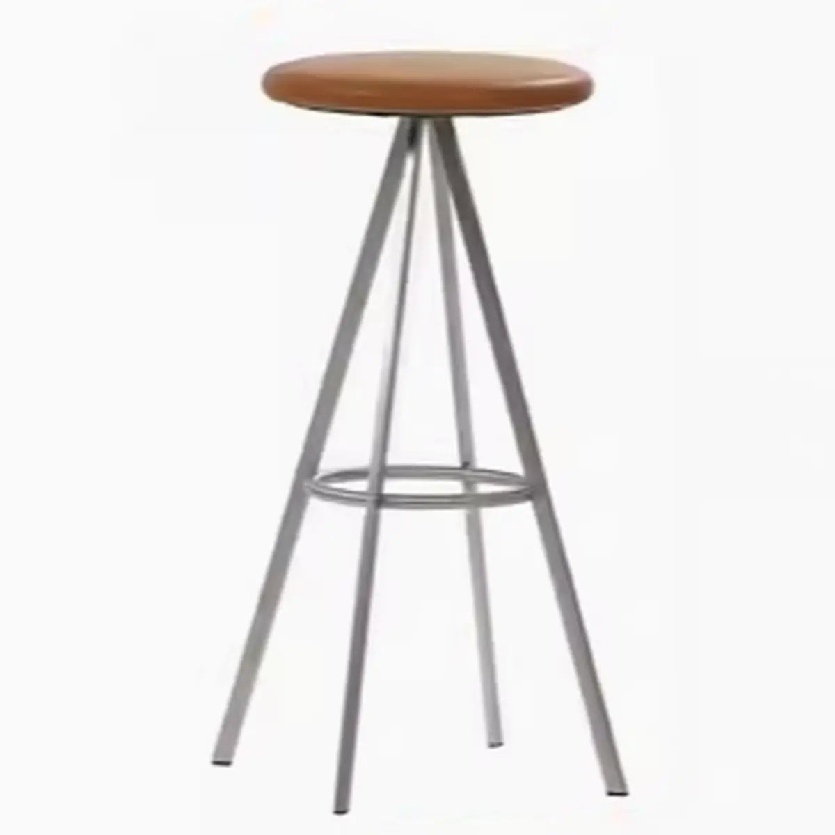 Black Round Leather Metal Backless Bistro Bar Stool