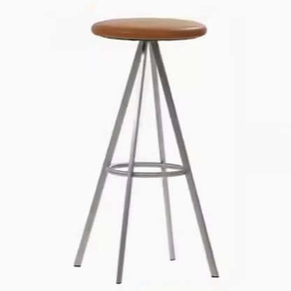 Black Round Leather Metal Backless Bistro Bar Stool