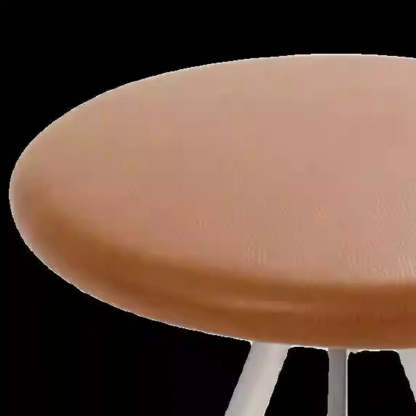 Black Round Leather Metal Backless Bistro Bar Stool — Brown