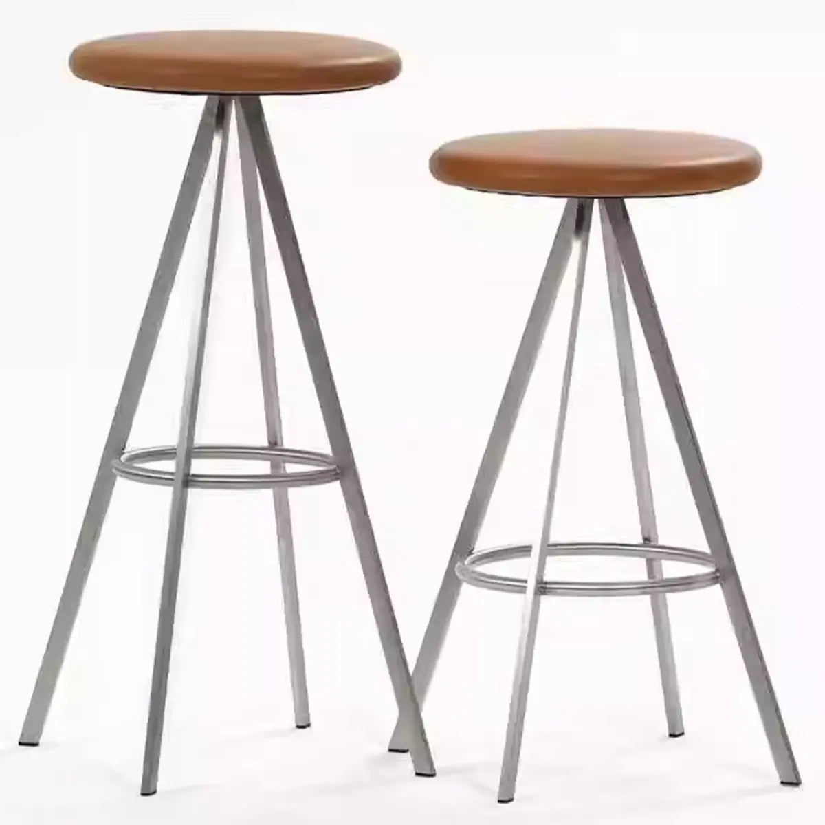 Black Round Leather Metal Backless Bistro Bar Stool