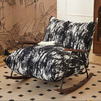 Black Scratch-Resistant Upholstered Rocking Chair — White