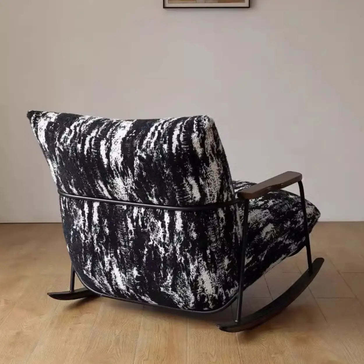 Black Scratch-Resistant Upholstered Rocking Chair