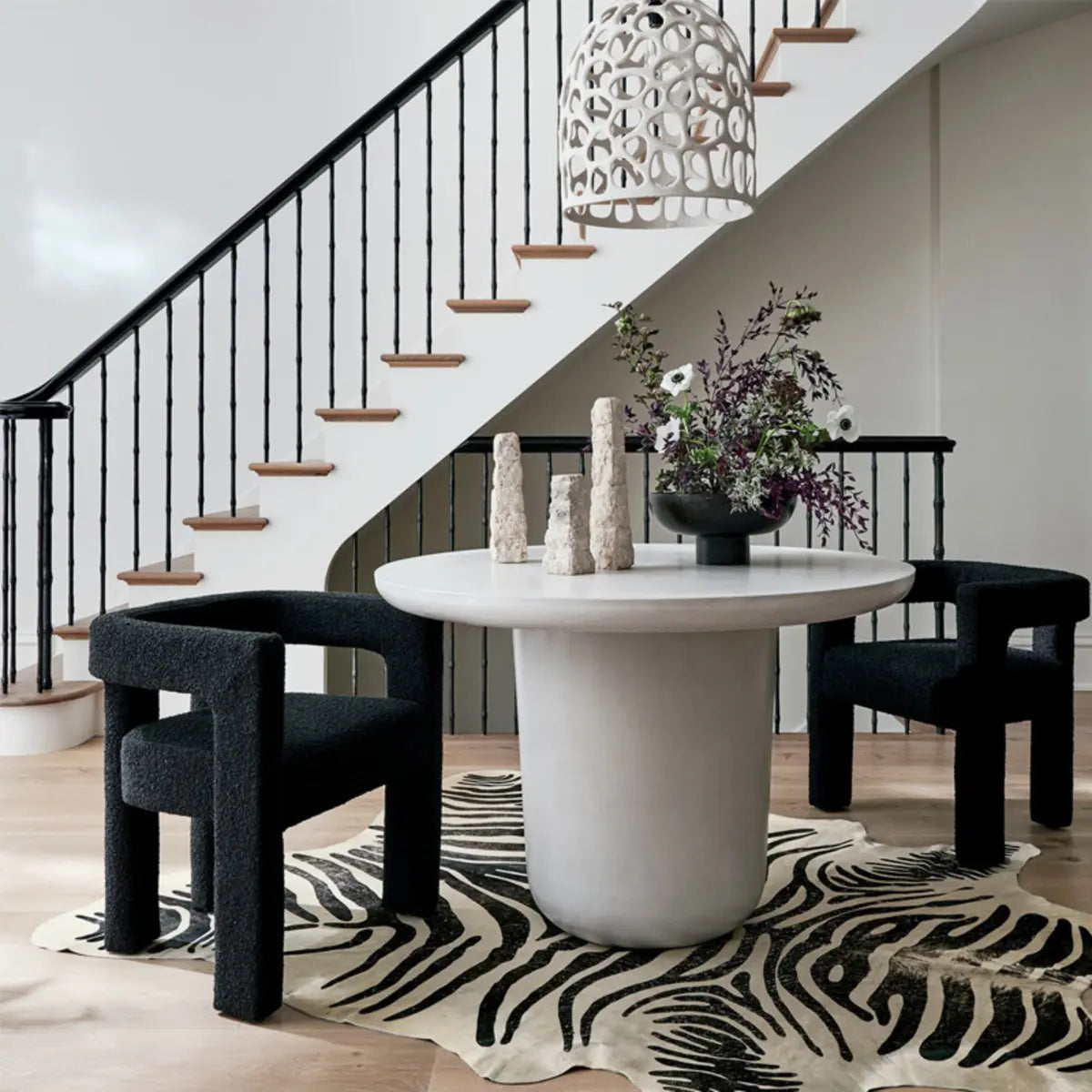 Black Sherpa Four Leg Arm Chair
