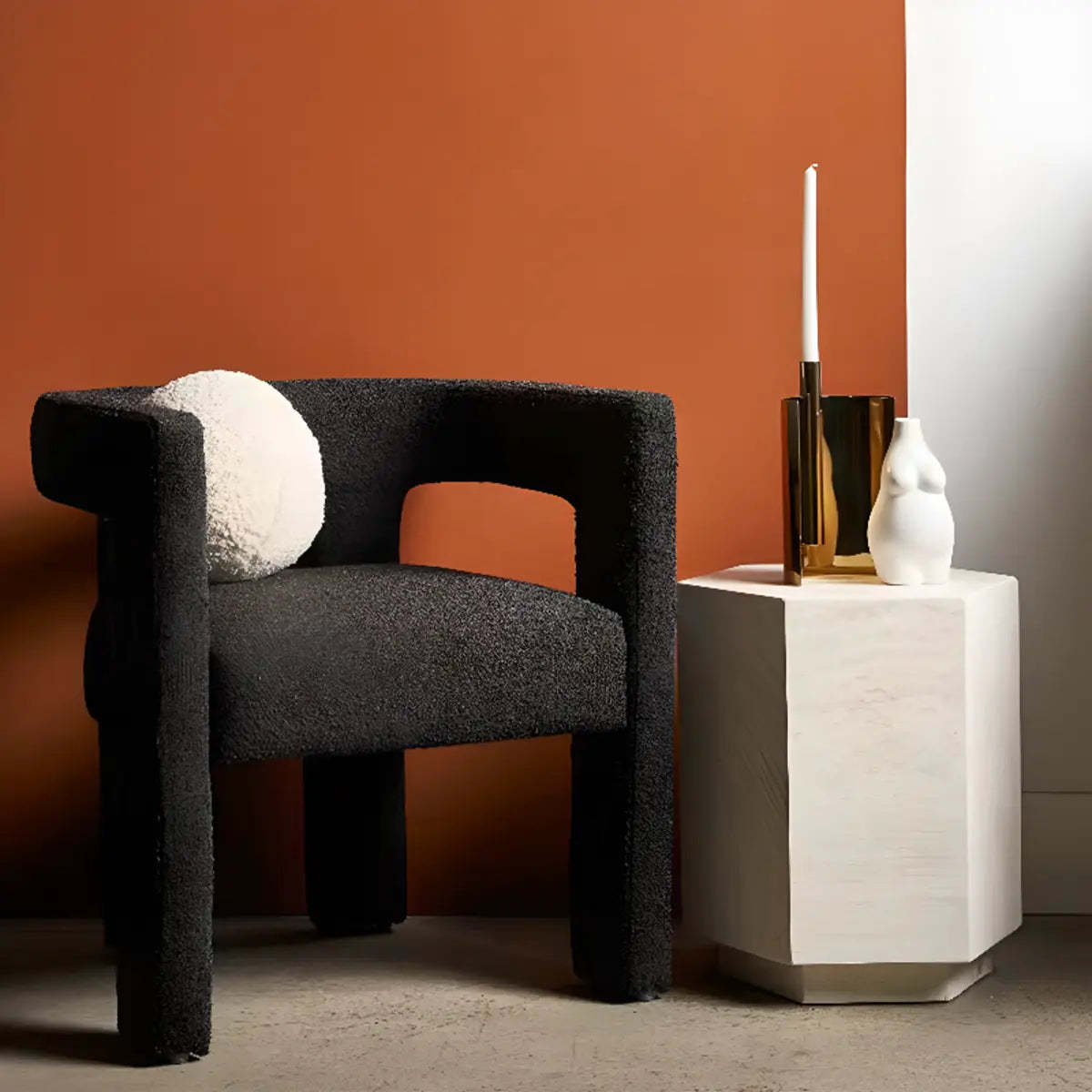 Black Sherpa Four Leg Arm Chair
