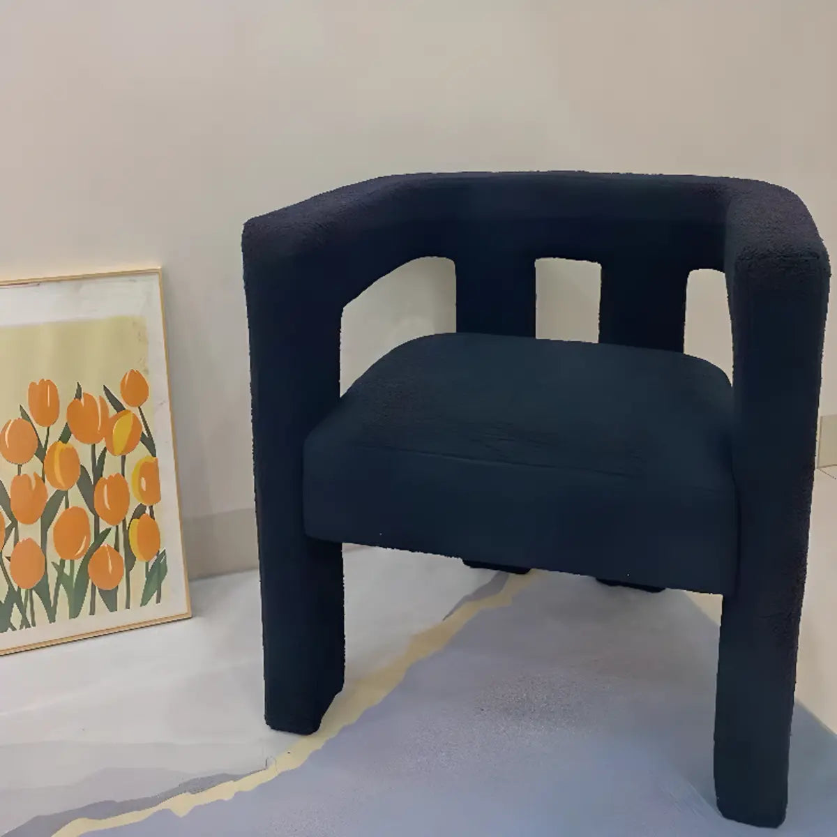 Black Sherpa Four Leg Arm Chair