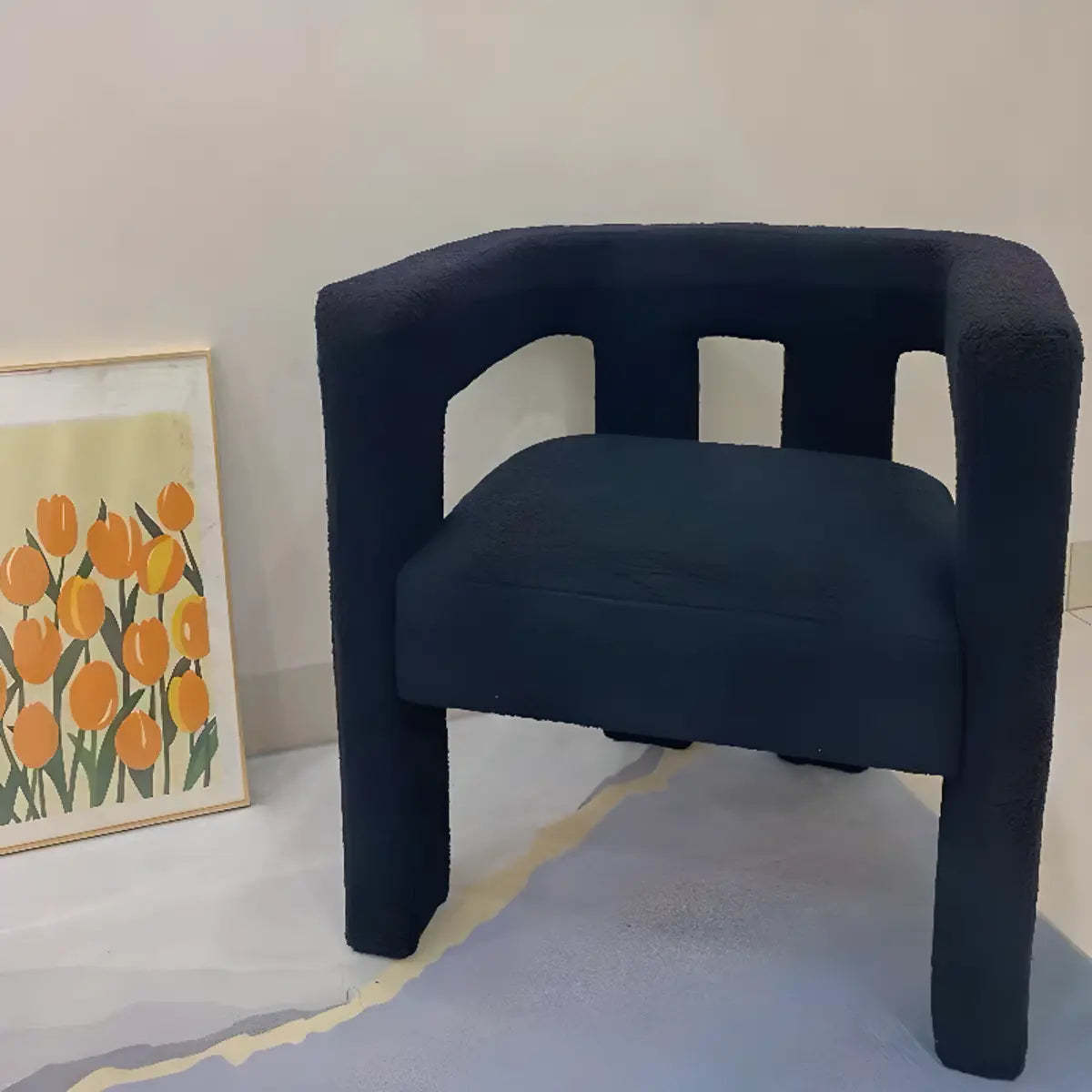 Black Sherpa Four Leg Arm Chair