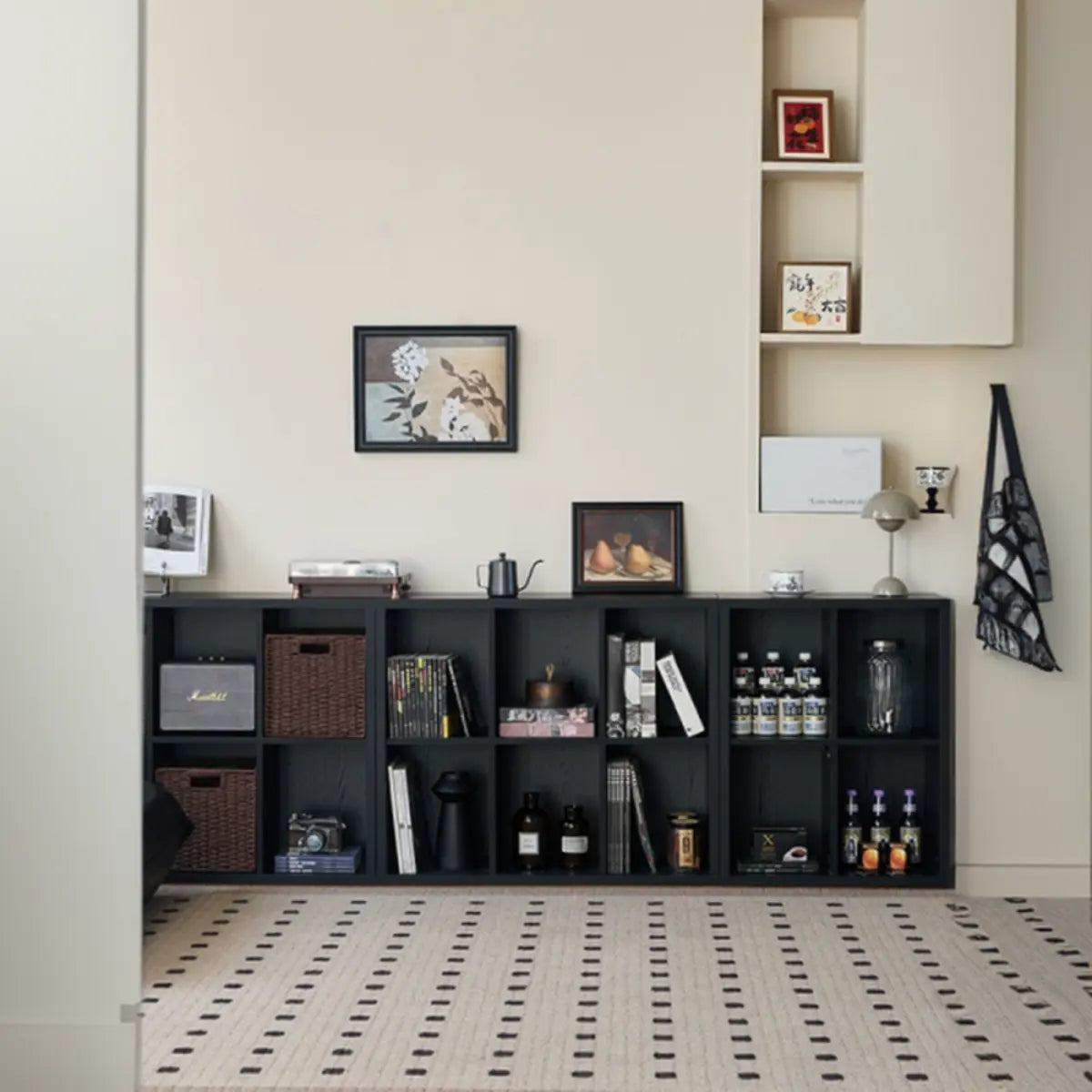 Black Closed Multifunctional Wood Wide Bookcase