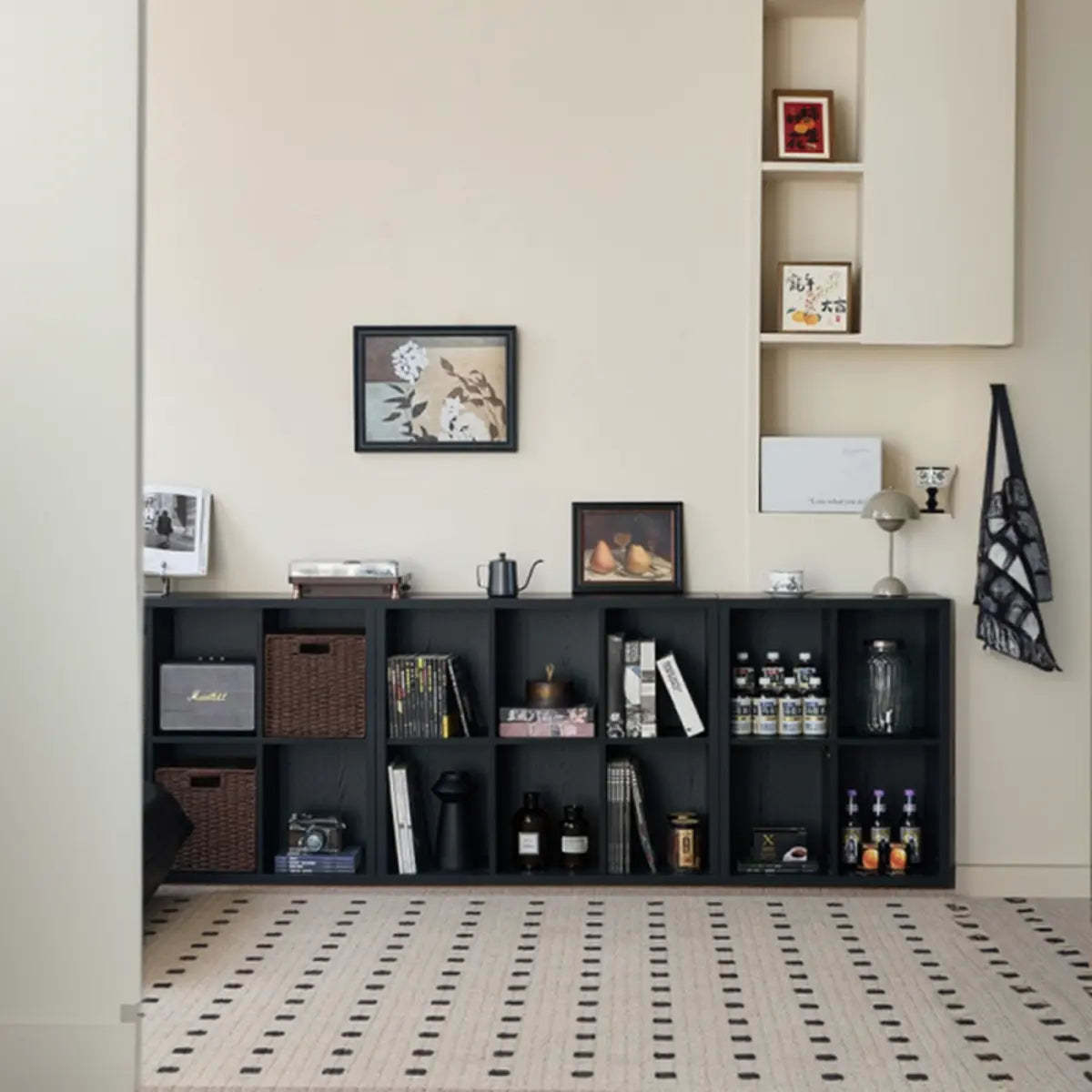 Black Closed Multifunctional Wood Wide Bookcase
