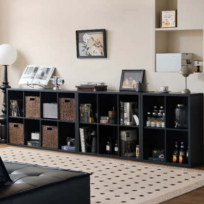 Black Closed Multifunctional Wood Wide Bookcase