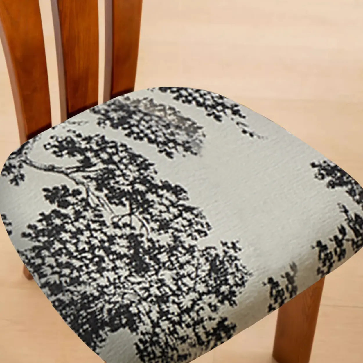 Black Slat-Back Upholstered Rubberwood Dining Chair