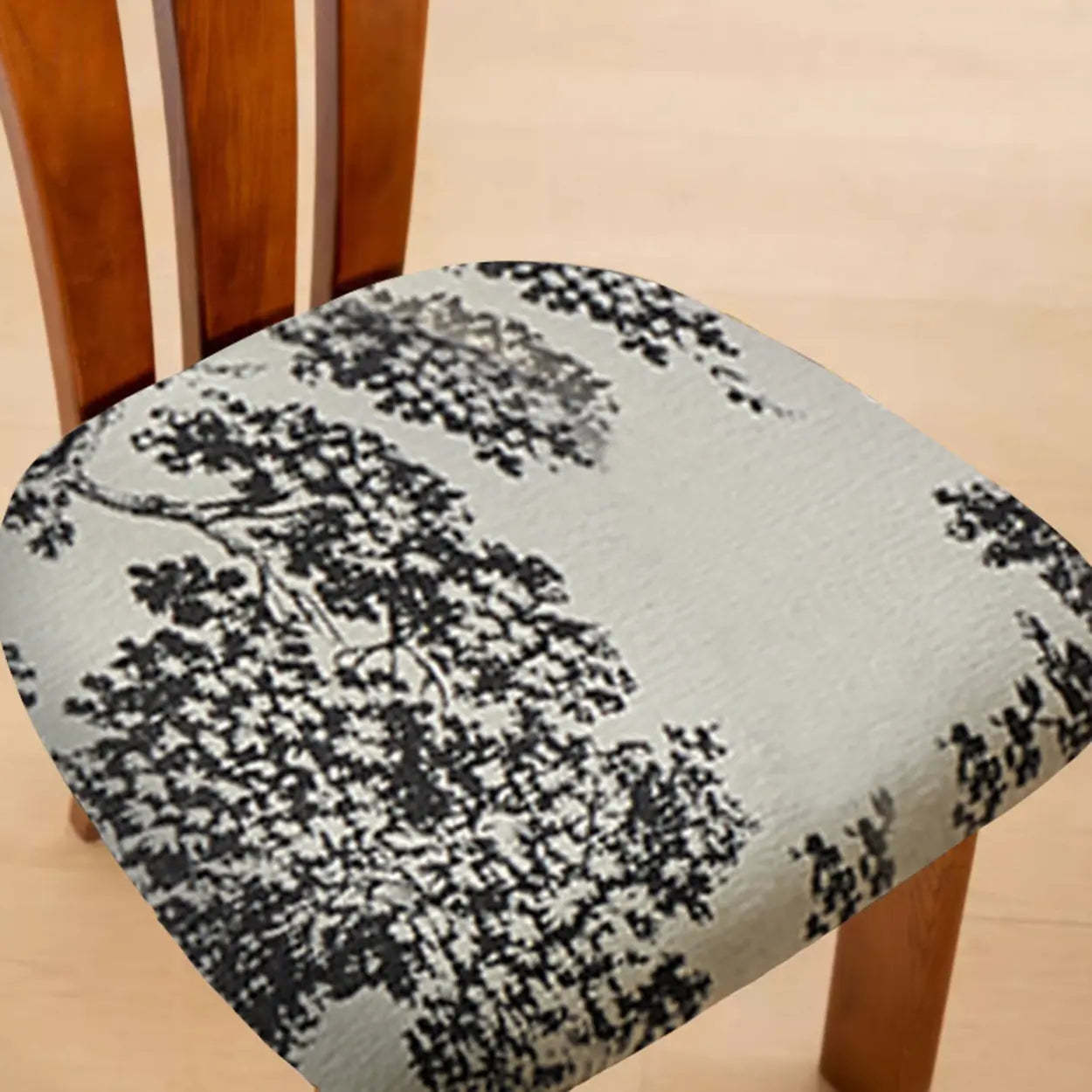 Black Slat-Back Upholstered Rubberwood Dining Chair