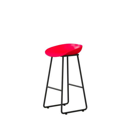 Black Sled Base Curved Bucket Polymer Bar Stool — Blue