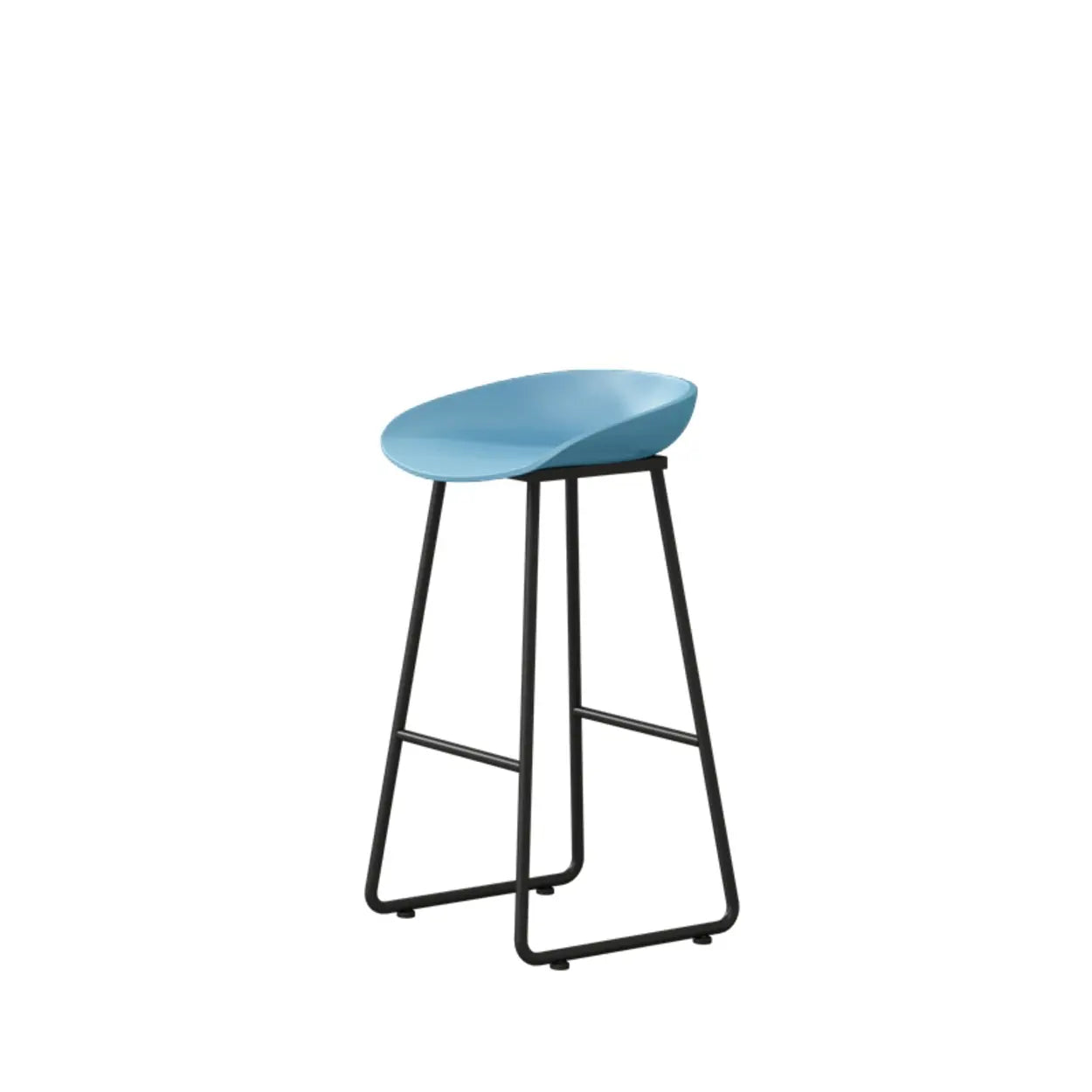 Black Sled Base Curved Bucket Polymer Bar Stool — Grey