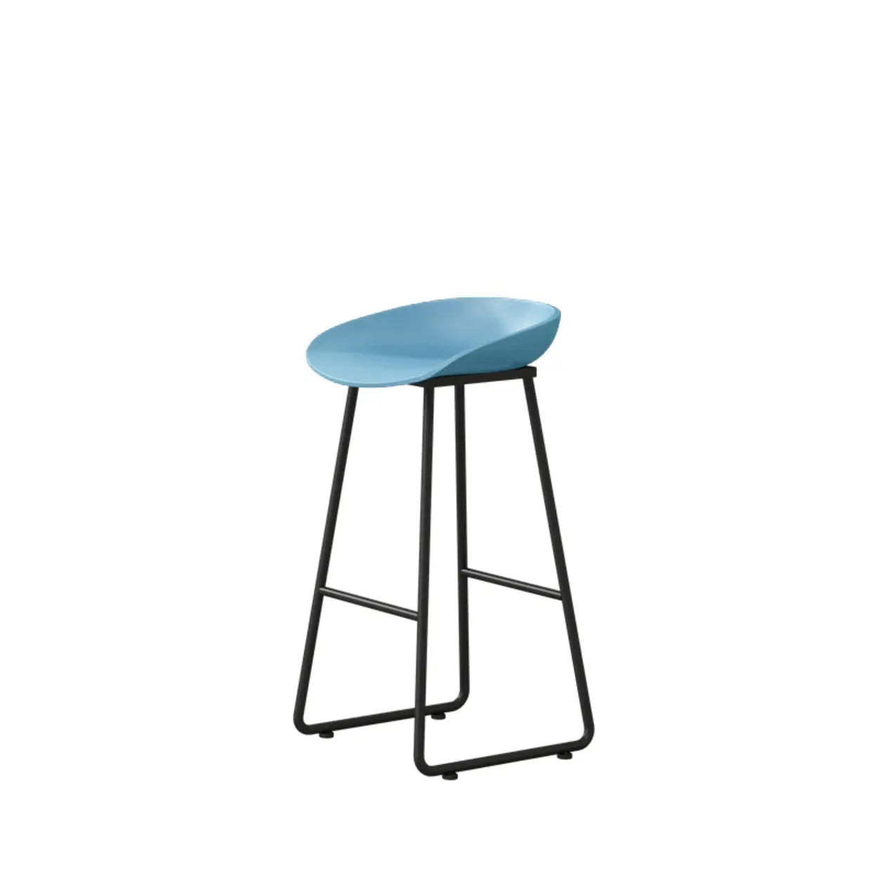 Black Sled Base Curved Bucket Polymer Bar Stool — Grey