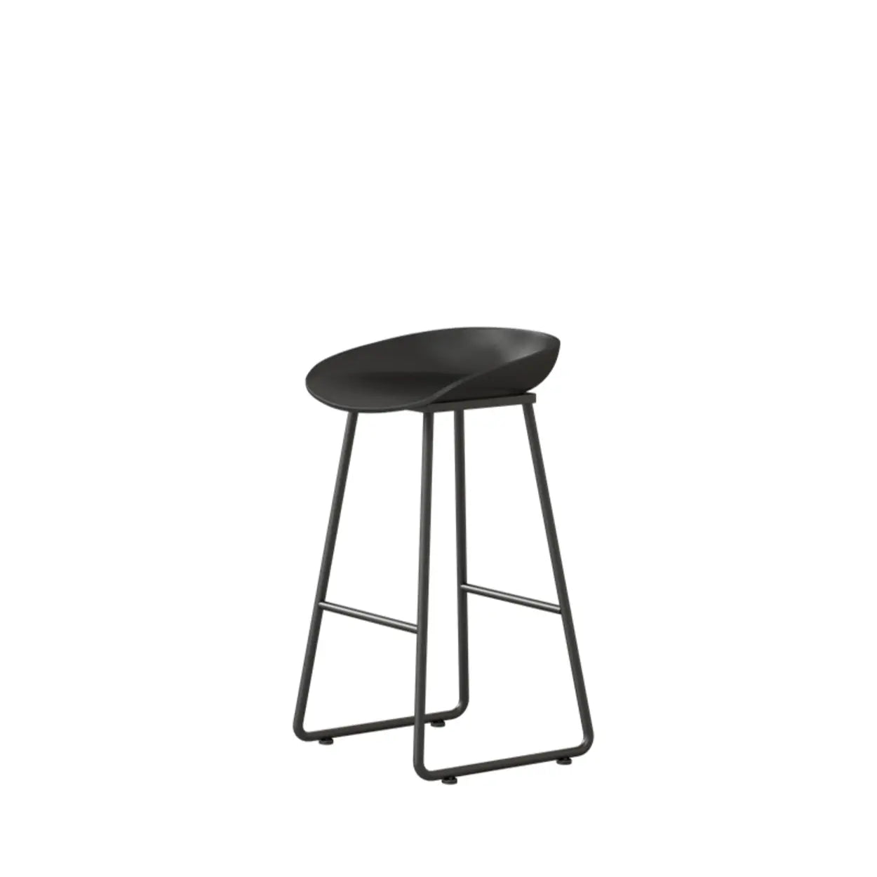 Black Sled Base Curved Bucket Polymer Bar Stool