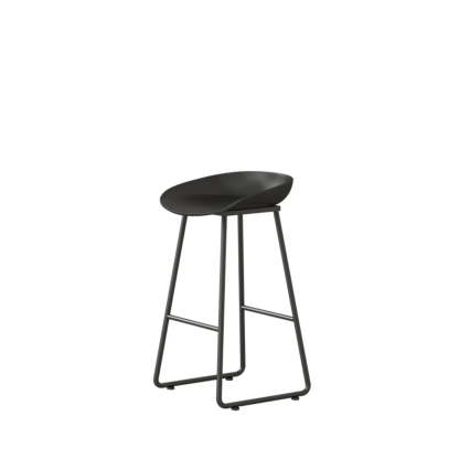 Black Sled Base Curved Bucket Polymer Bar Stool