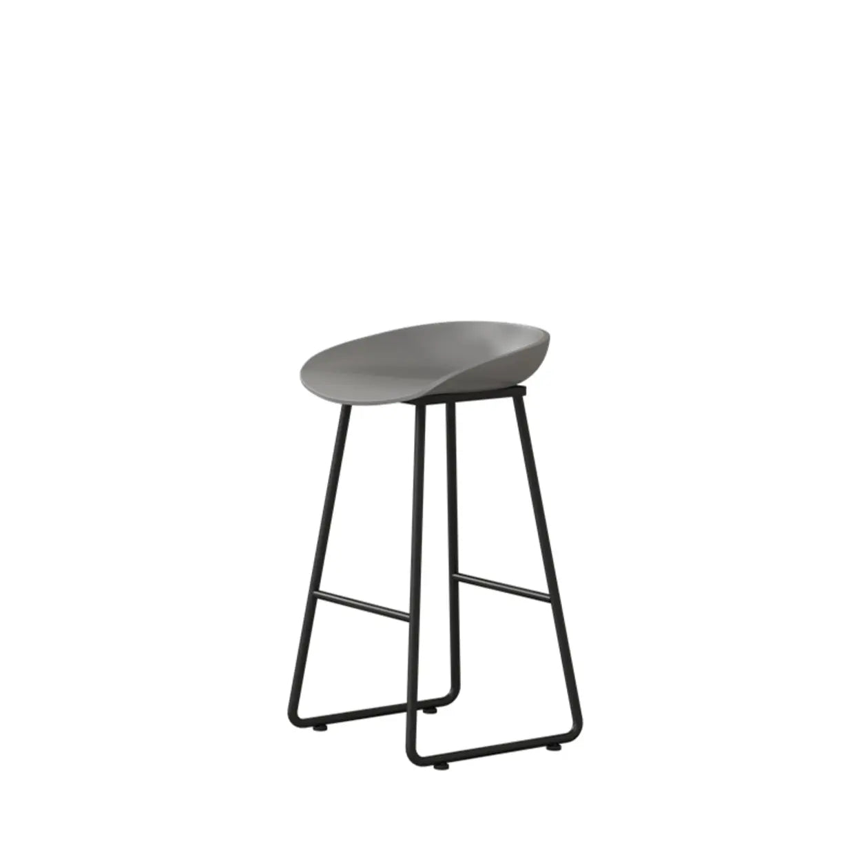 Black Sled Base Curved Bucket Polymer Bar Stool