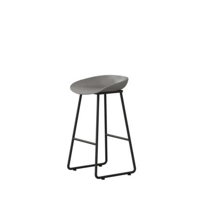 Black Sled Base Curved Bucket Polymer Bar Stool