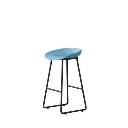 Black Sled Base Curved Bucket Polymer Bar Stool