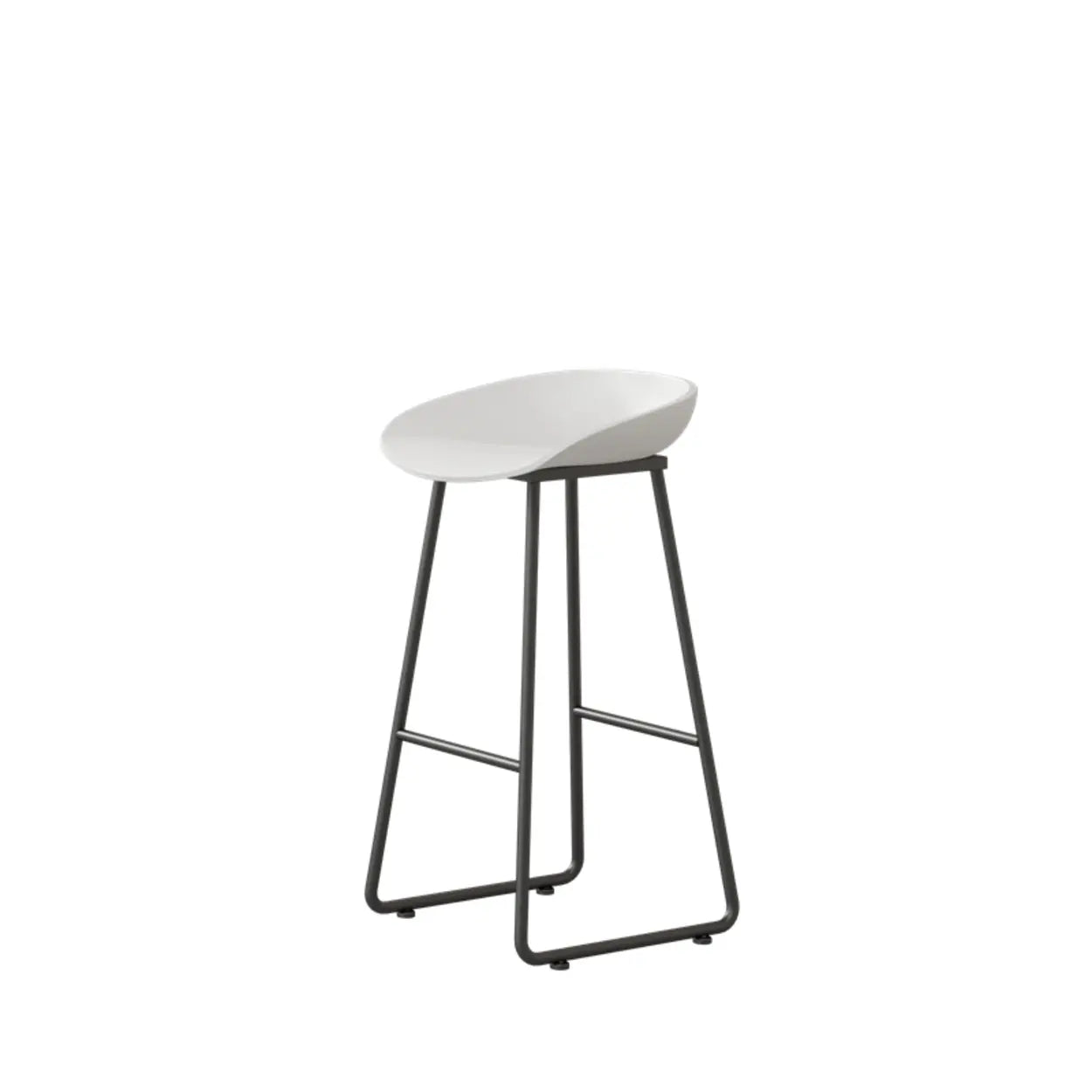 Black Sled Base Curved Bucket Polymer Bar Stool — Black