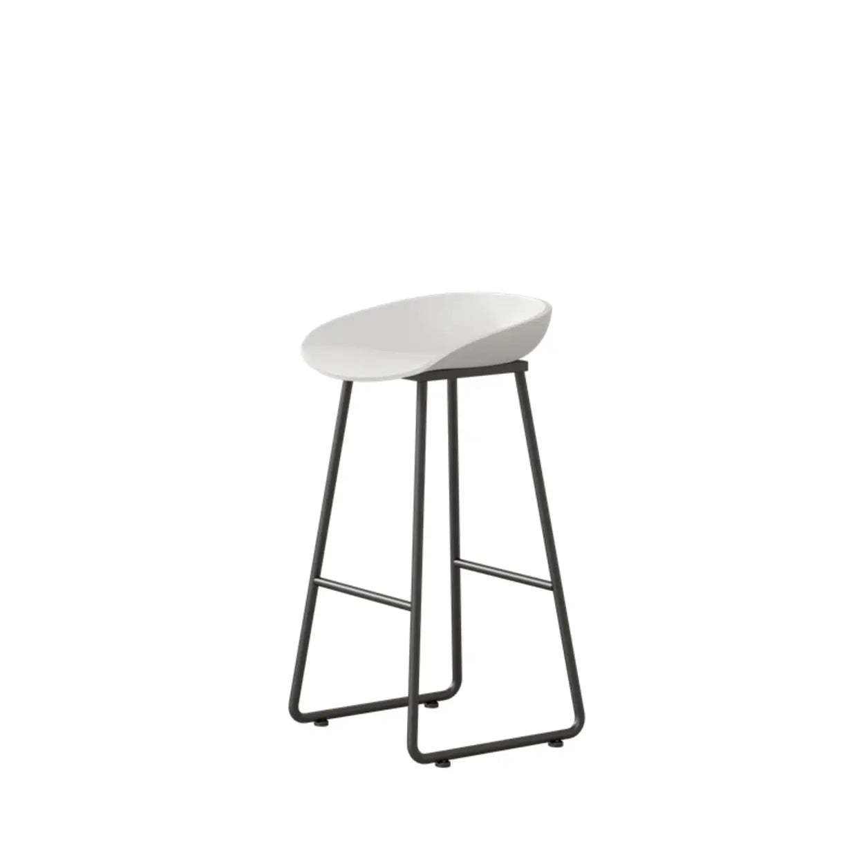Black Sled Base Curved Bucket Polymer Bar Stool — Black
