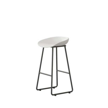 Black Sled Base Curved Bucket Polymer Bar Stool — Black