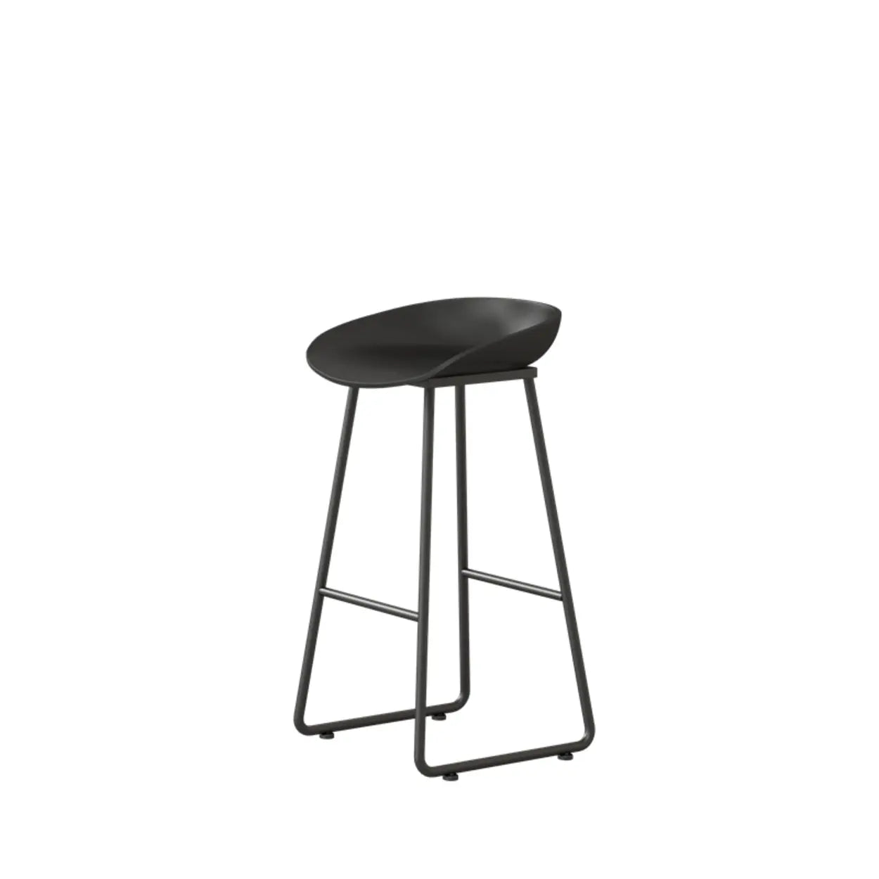 Black Sled Base Curved Bucket Polymer Bar Stool — White