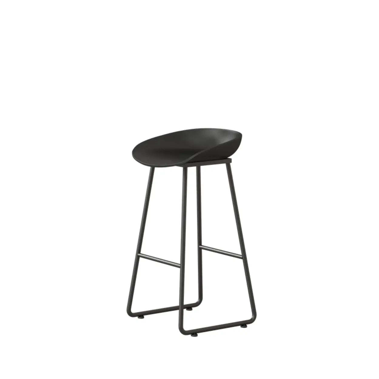 Black Sled Base Curved Bucket Polymer Bar Stool — White