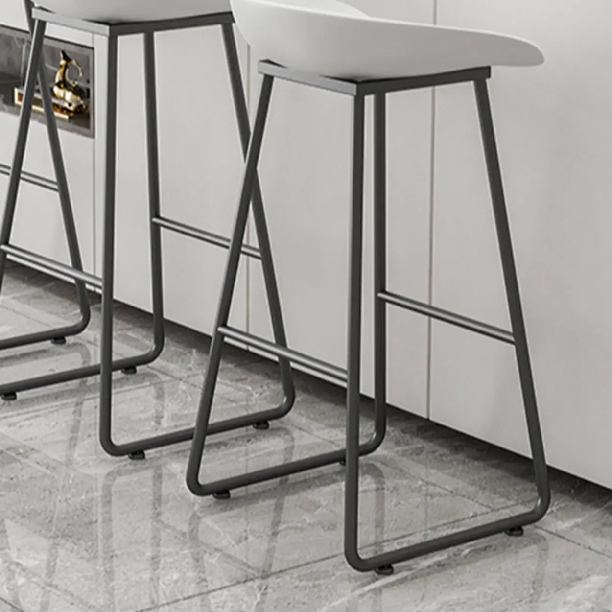 Black Sled Base Curved Bucket Polymer Bar Stool — Red