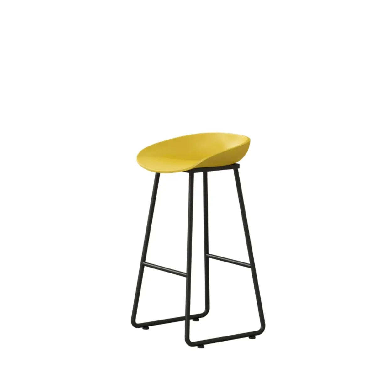 Black Sled Base Curved Bucket Polymer Bar Stool — Yellow