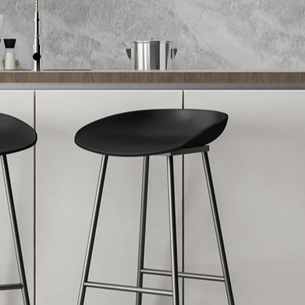 Black Sled Base Curved Bucket Polymer Bar Stool — Yellow