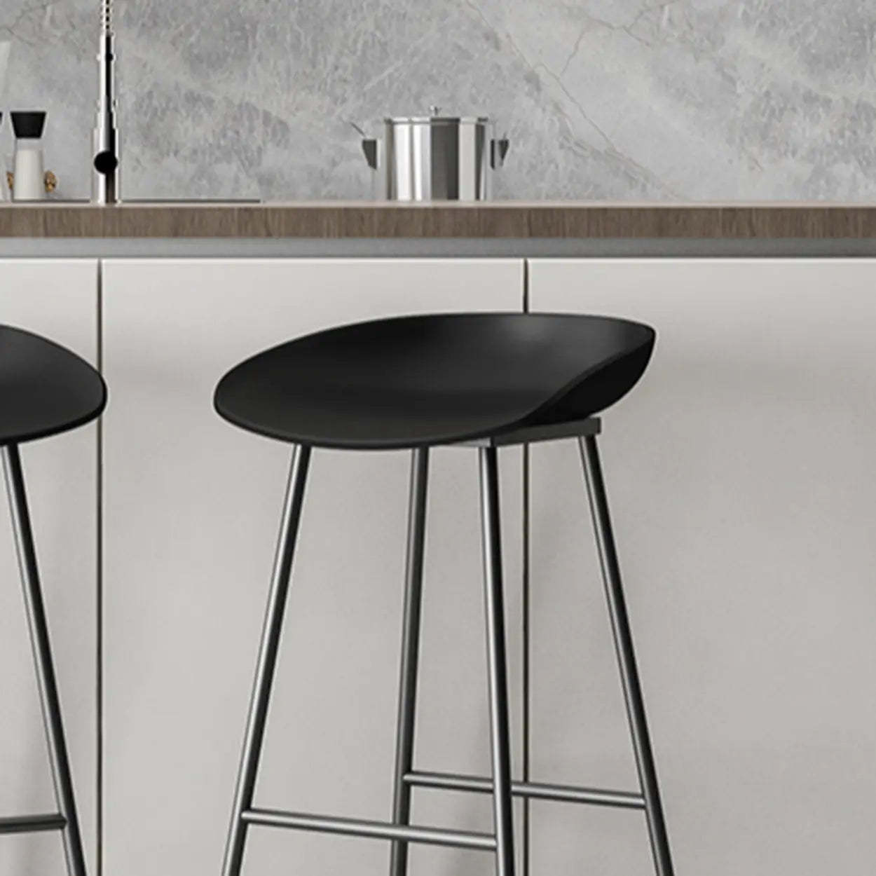 Black Sled Base Curved Bucket Polymer Bar Stool — Yellow
