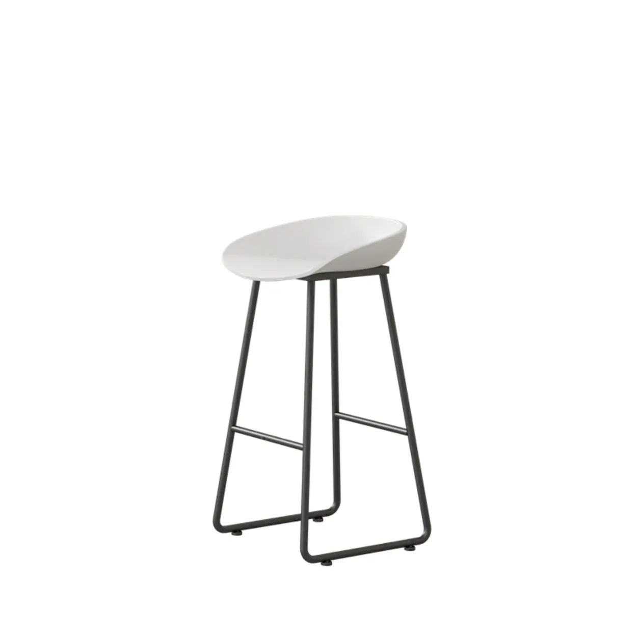 Black Sled Base Curved Bucket Polymer Bar Stool — Blue