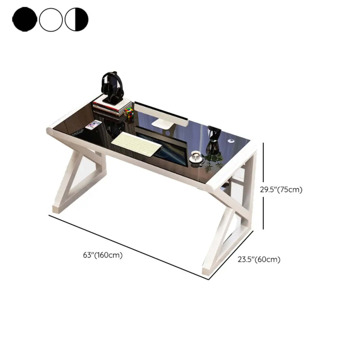 Black Sled Glass Rectangular Computer Desk