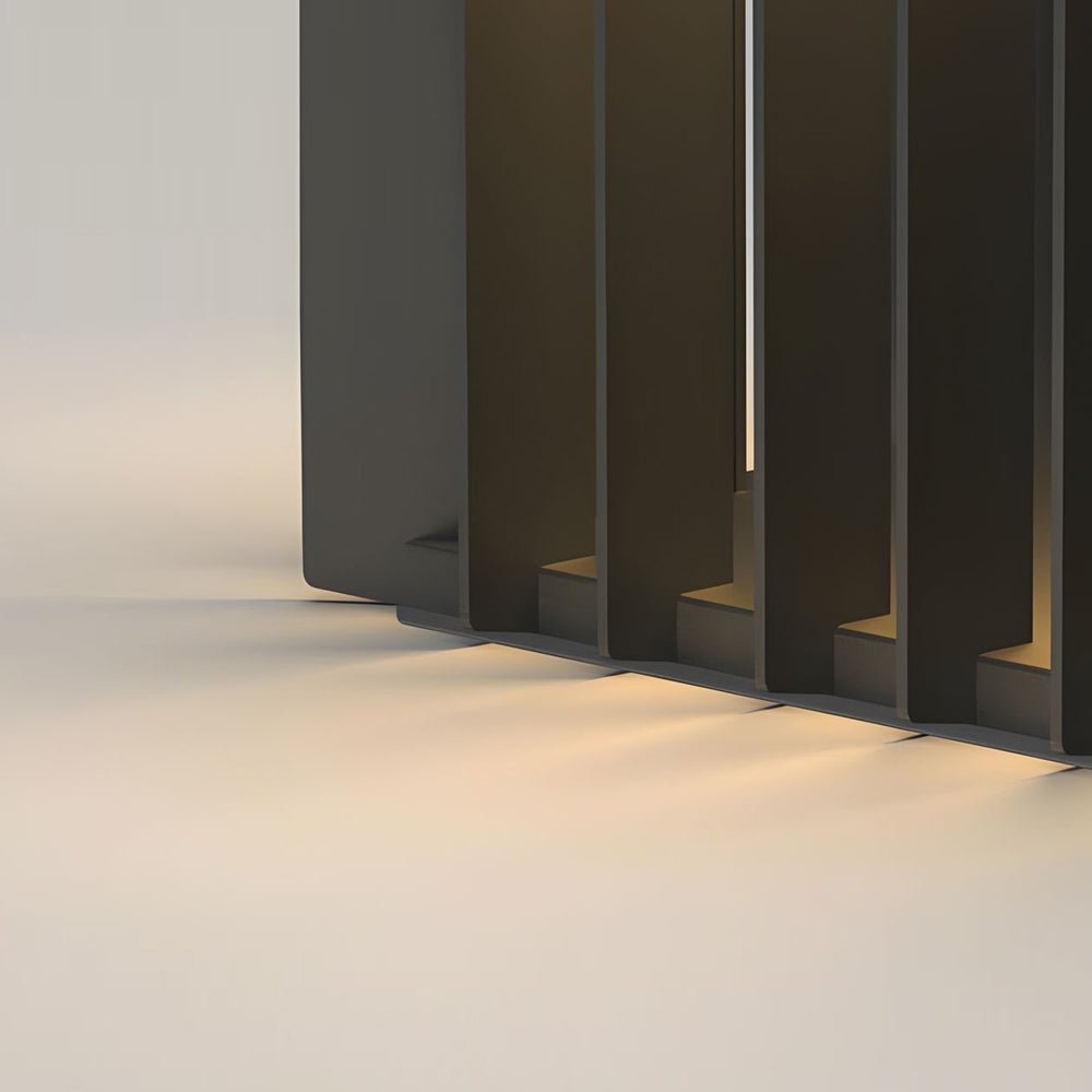 Black Square Pier-Mount Outdoor Post Light Garden Wired Solar Pillar Light