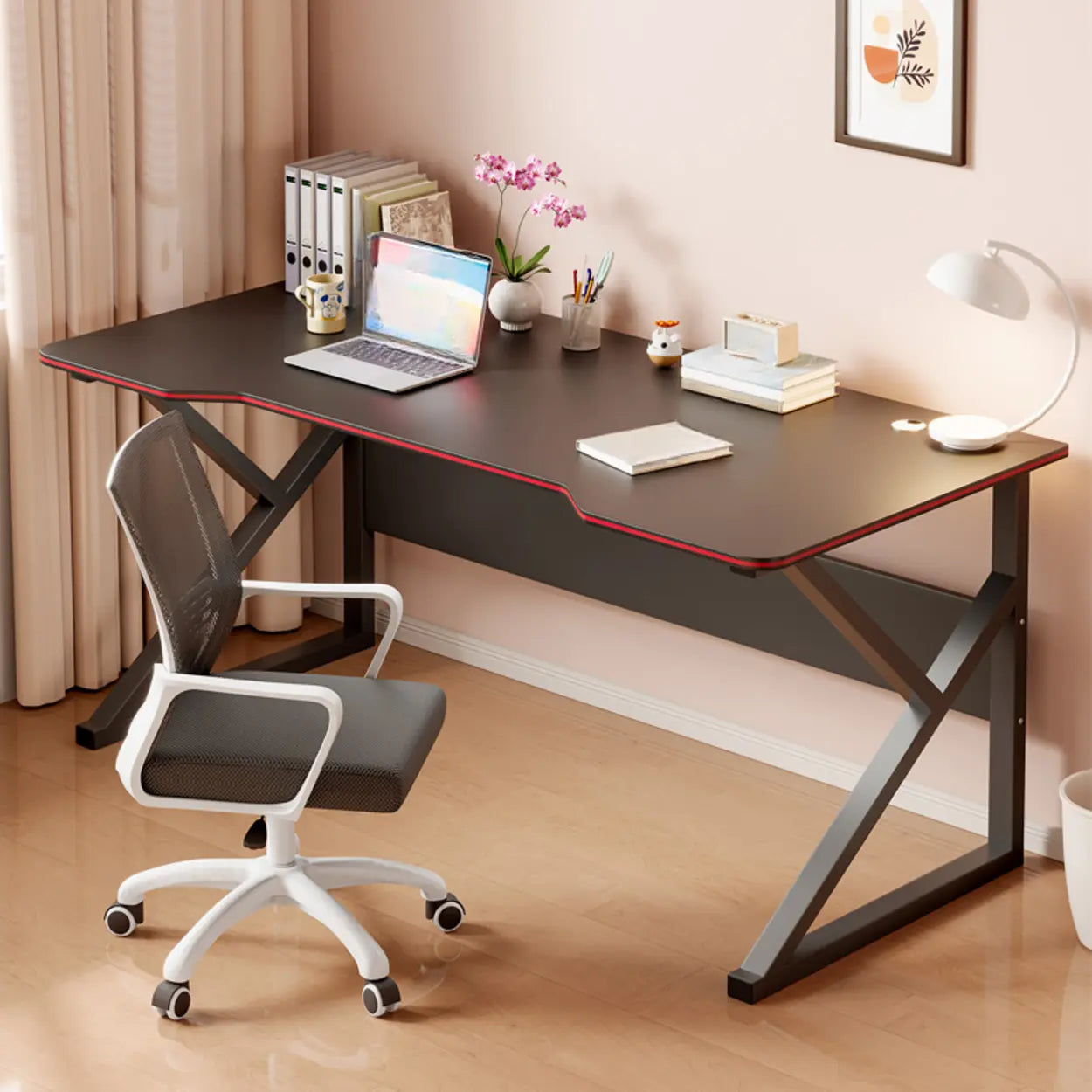 Black Metal Desk with Cable Management