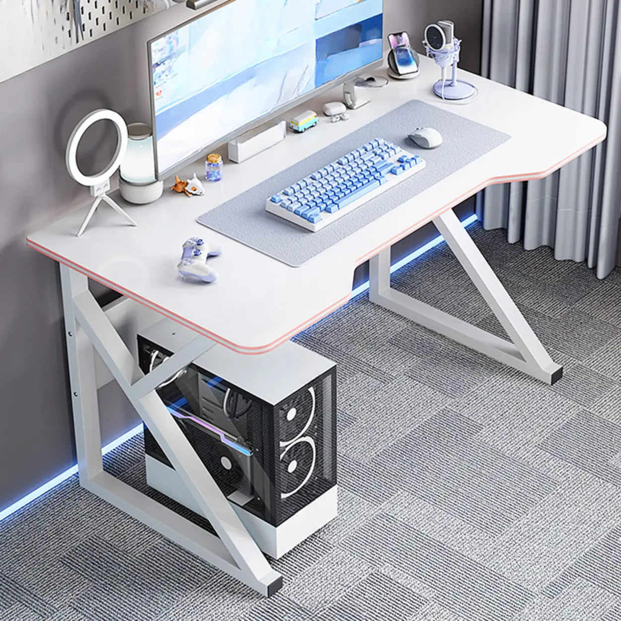 Black Metal Desk with Cable Management — Black / Table Only