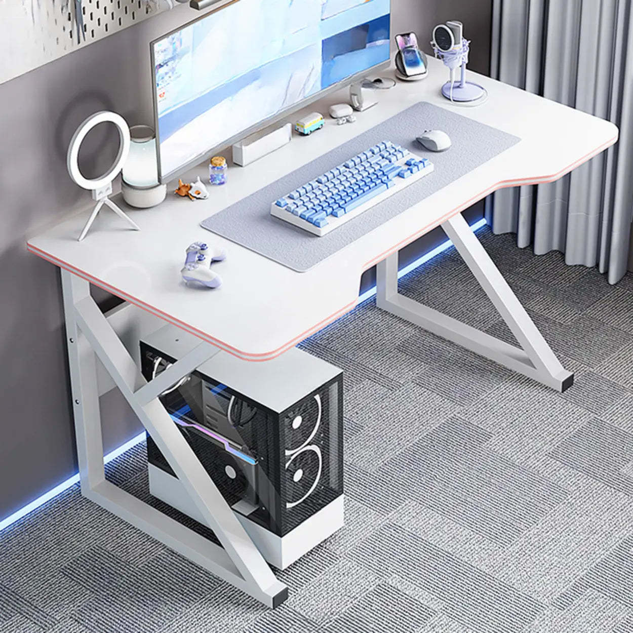 Black Metal Desk with Cable Management — Black / Table Only
