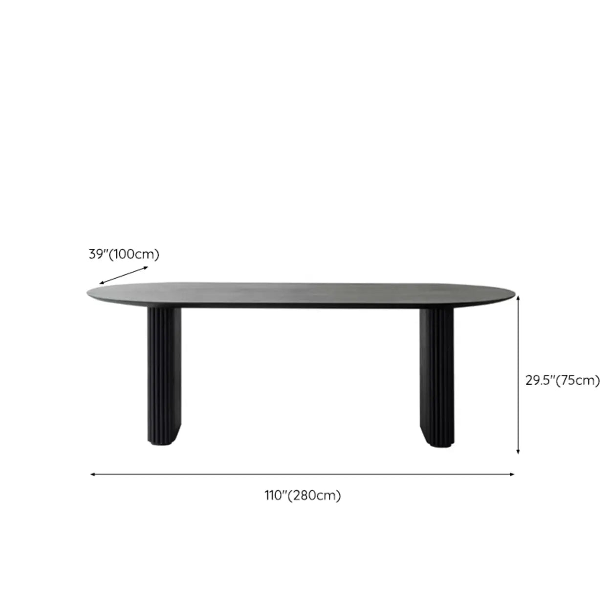 Black Oval Wood Computer Desk