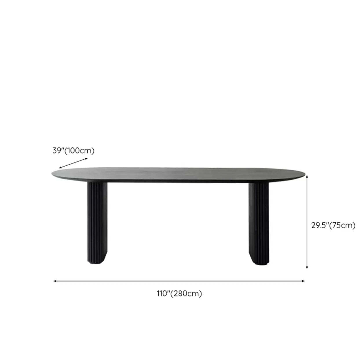 Black Oval Wood Computer Desk