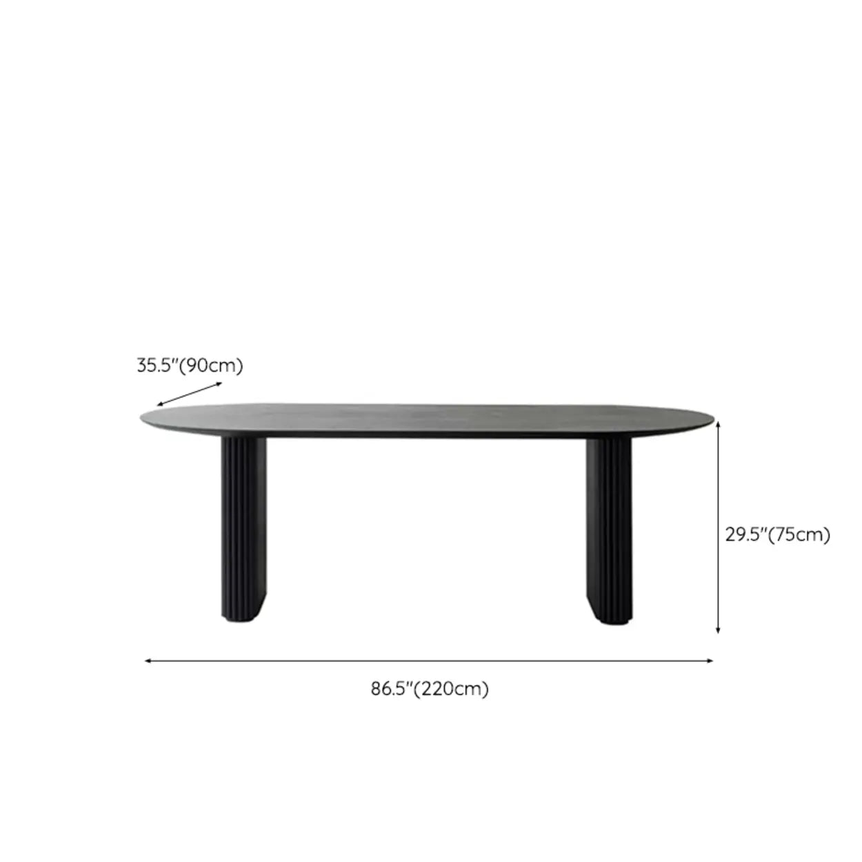 Black Oval Wood Computer Desk