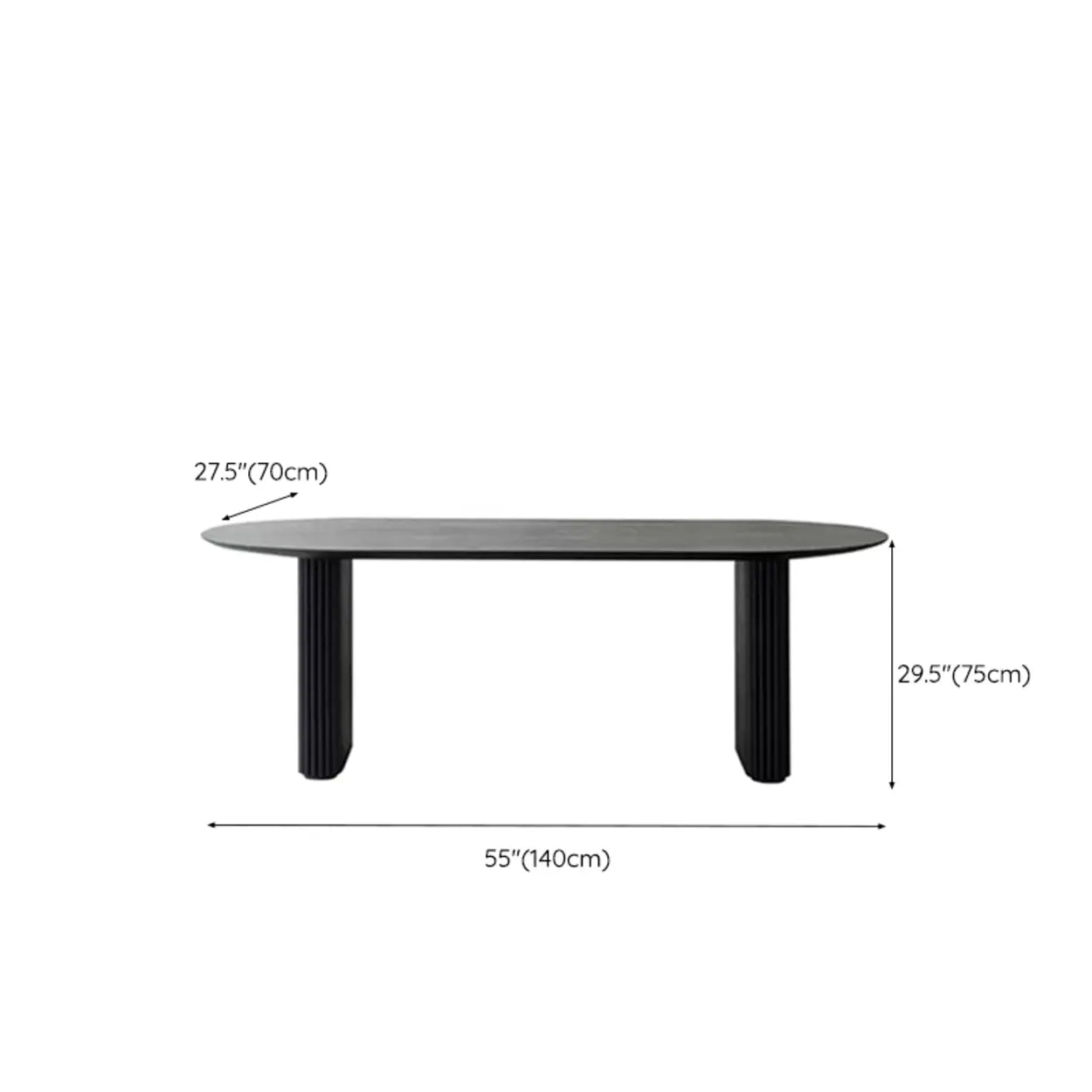 Black Oval Wood Computer Desk