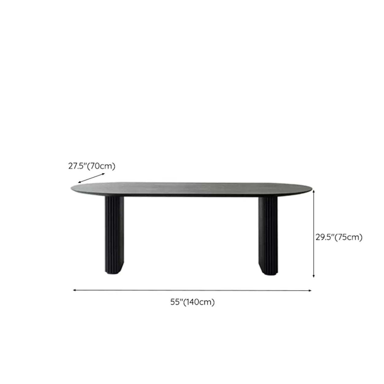 Black Oval Wood Computer Desk
