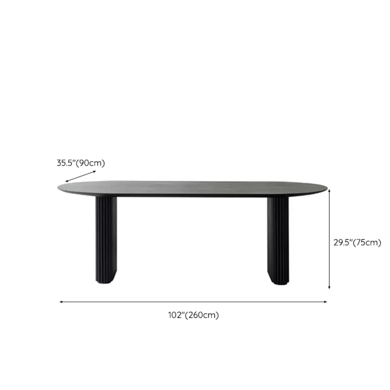 Black Oval Wood Computer Desk