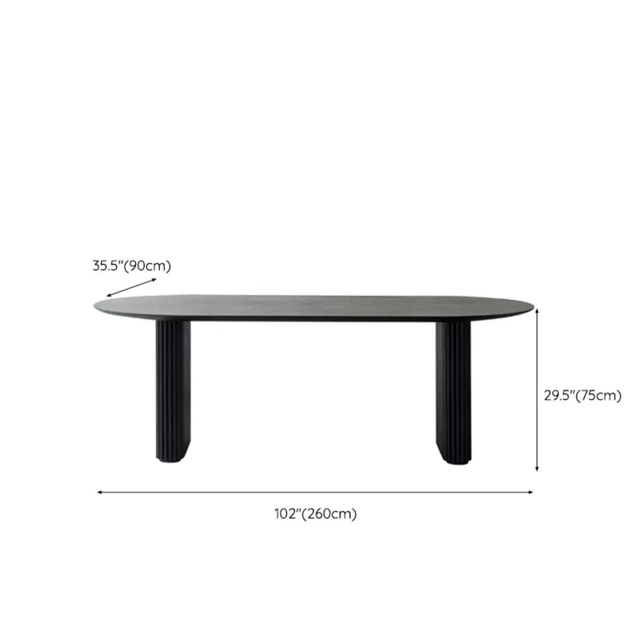 Black Oval Wood Computer Desk