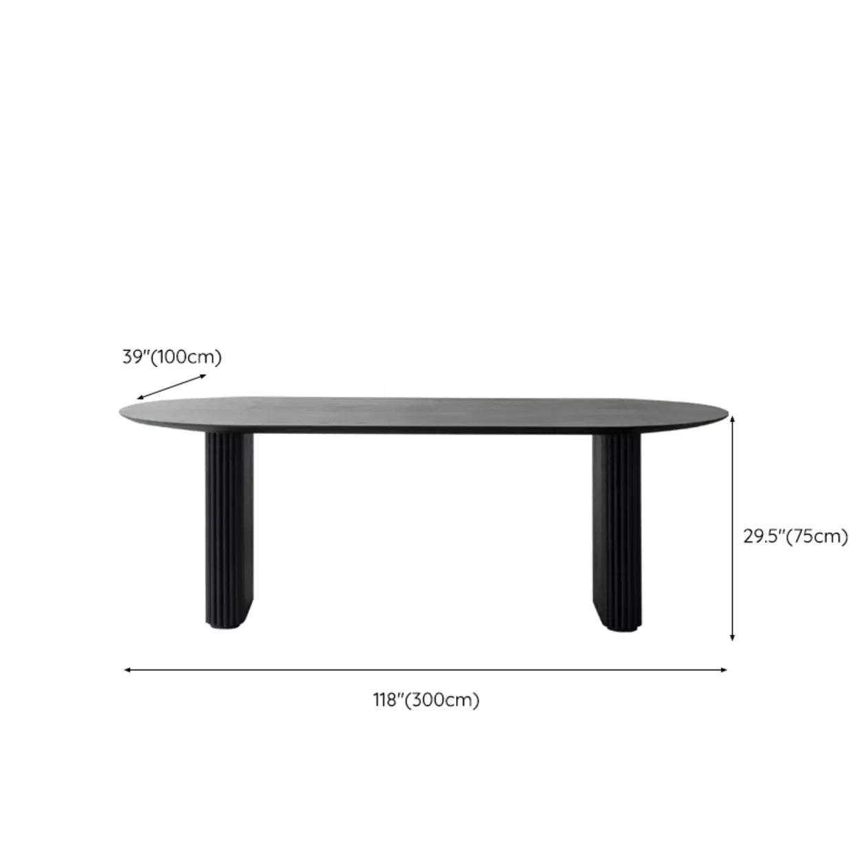 Black Oval Wood Computer Desk