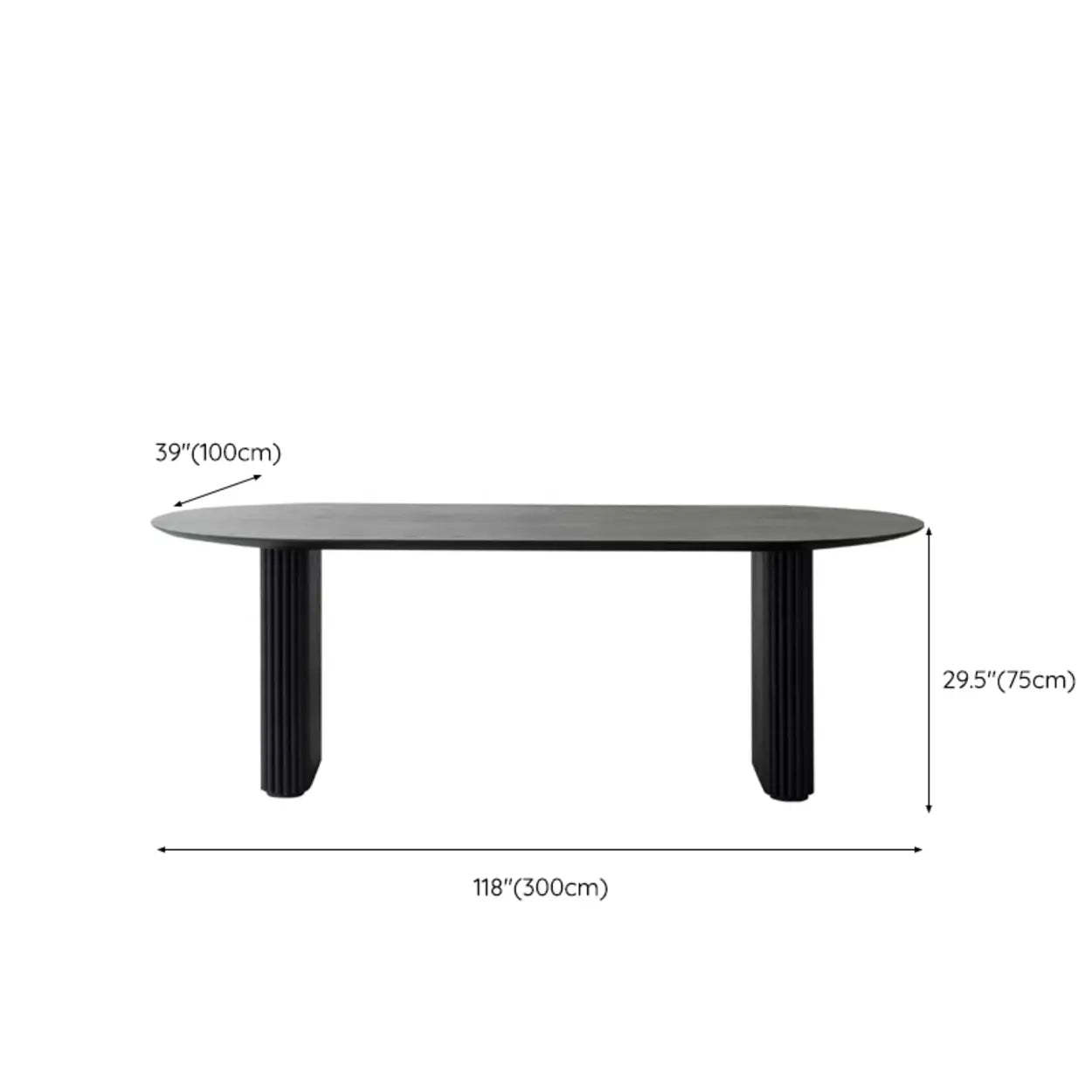 Black Oval Wood Computer Desk