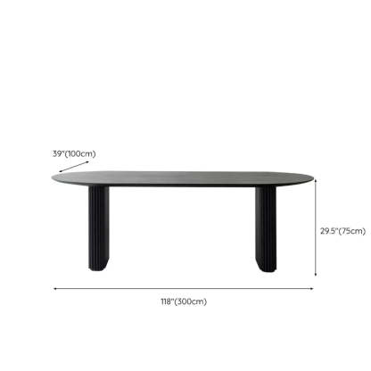 Black Oval Wood Computer Desk